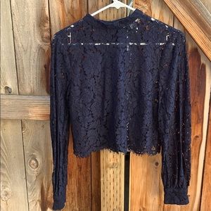 Navy Blue Lace Top